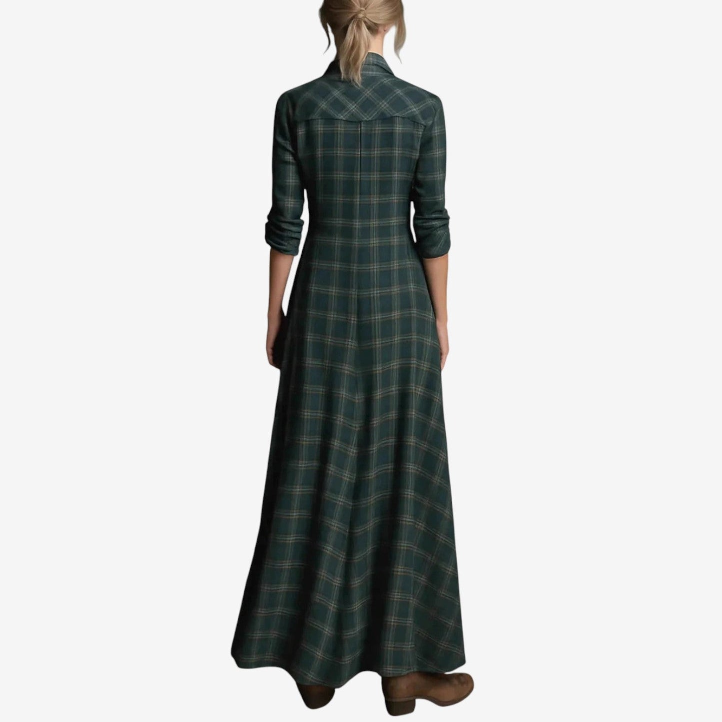 Characteristically Elegant Structured Premium Crepe With Classic Sleek Collar Dress