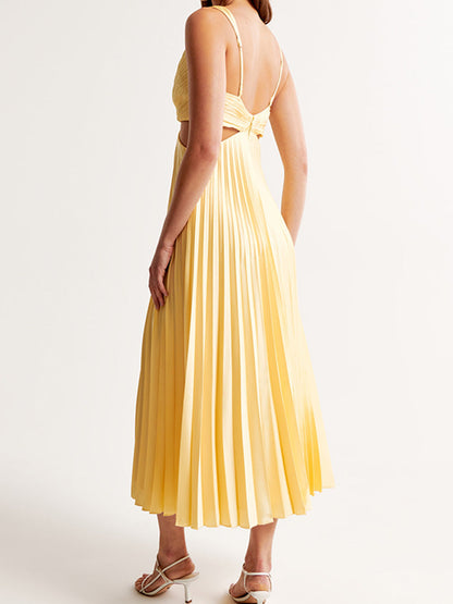 Women’s Crepe Maxi Dress – V-Neck Satin Feel Durable Elegant Silhouette Dress