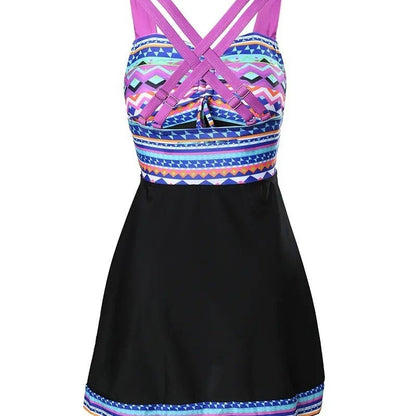 Women's Swimwear with Patterned Design and Adjustable Straps