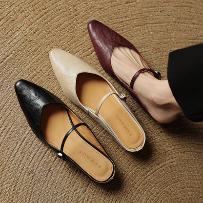 Talia Genuine Leather Mules