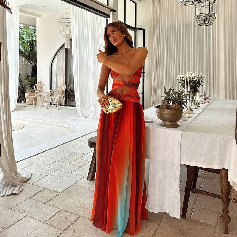 Women's Ombre Dress with Flowy Design and Sleeveless Style