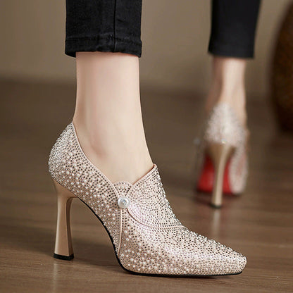 Women's Rhinestone Pearl Stiletto Heels