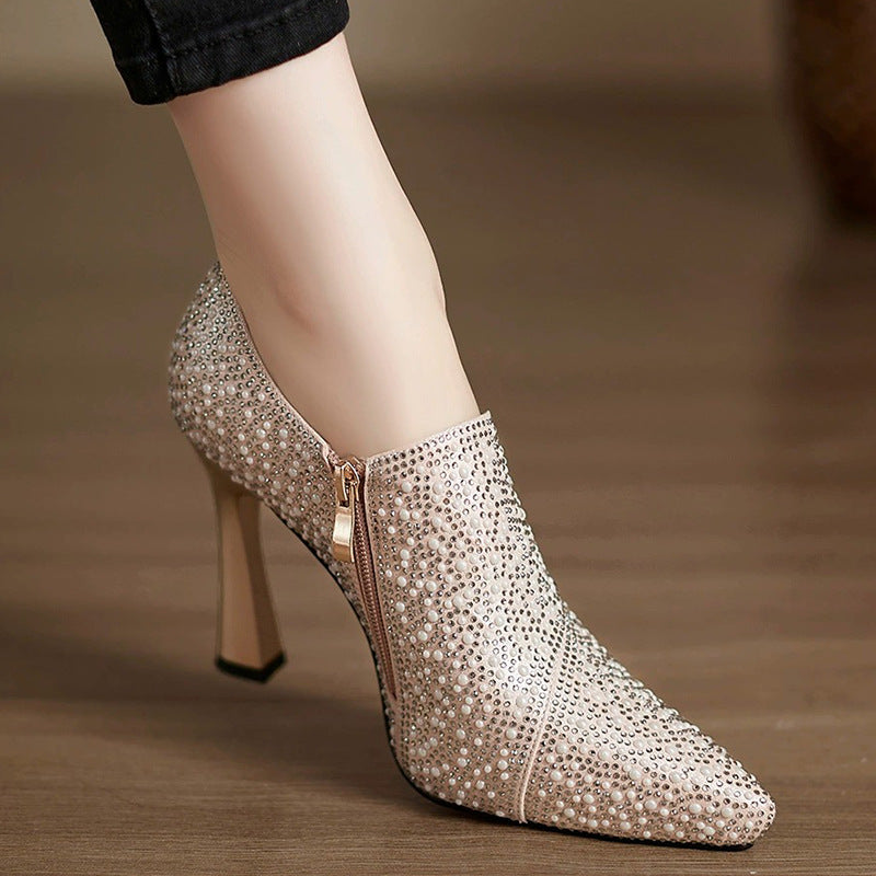 Women's Rhinestone Pearl Stiletto Heels