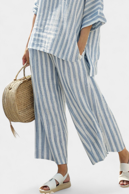 Celine | Striped Top with Wide Leg Trousers Set