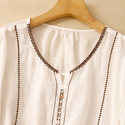 Women's Ruffle Sleeve Blouse with Pattern Design and Lightweight Fabric