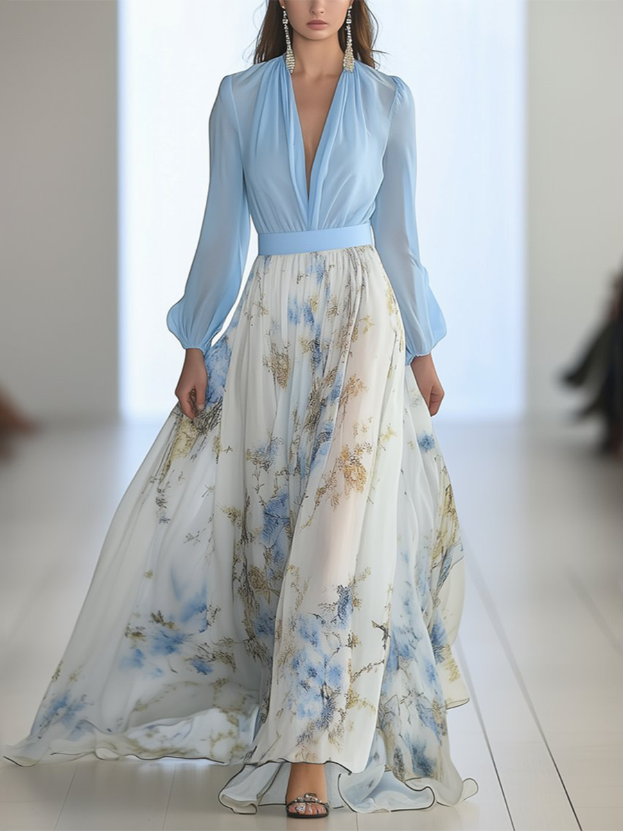 Women's Maxi Dress with Floral Print and Flowing Design