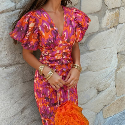 Women's Printed Dress with Flattering Silhouette and Versatile Style