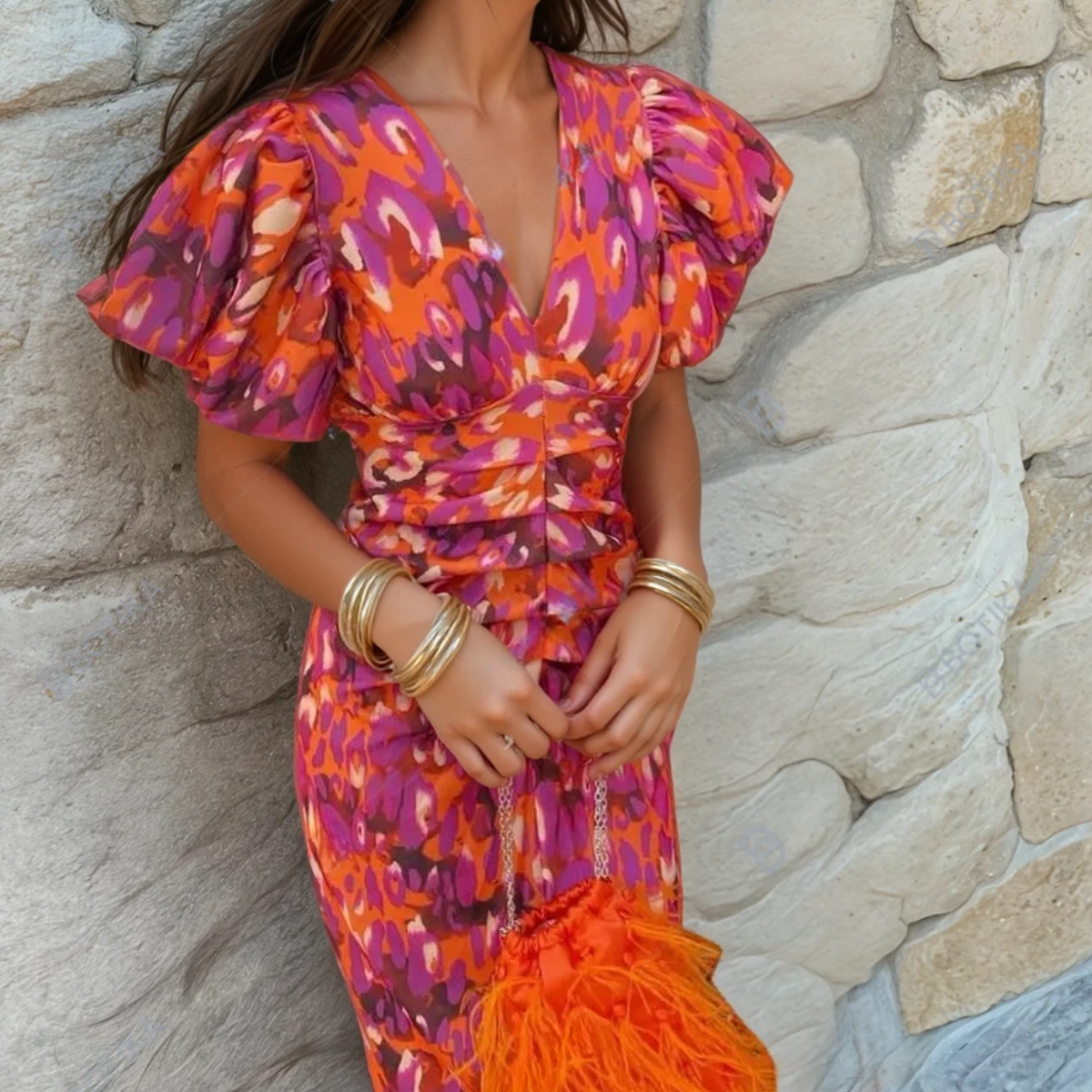 Glamorous Floral Print Crepe Fabric With Exceptionally Flattering Silhouette Dress