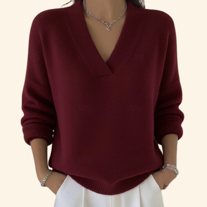 Women's V-Neck Blouse with Soft Fabric and Relaxed Fit