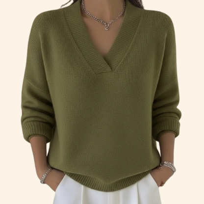 Women's V-Neck Blouse with Soft Fabric and Relaxed Fit