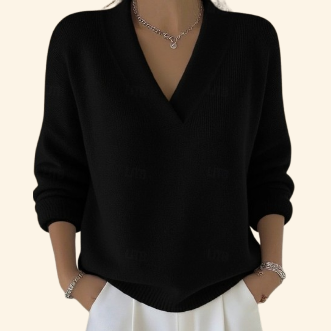 Women's V-Neck Blouse with Soft Fabric and Relaxed Fit