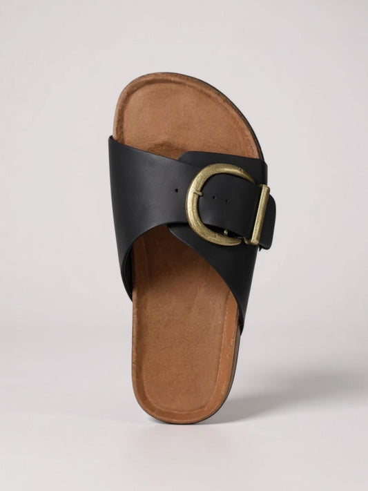 Women's Cushioned Adjustable Buckle Slides with Comfortable Fit and Versatile Design