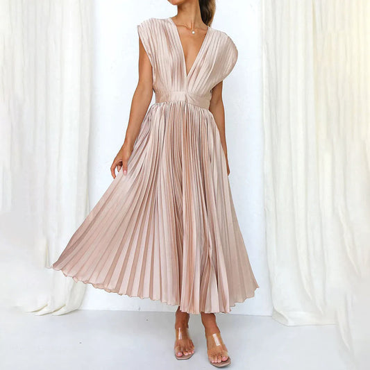 Exquisite Flowing Silhouette Satin Featuring Delicate Pleats Wedding Guest Dress