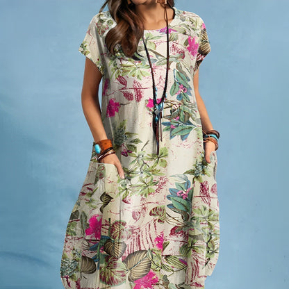 Women's Midi Dress with Side Slit and Fitted Design