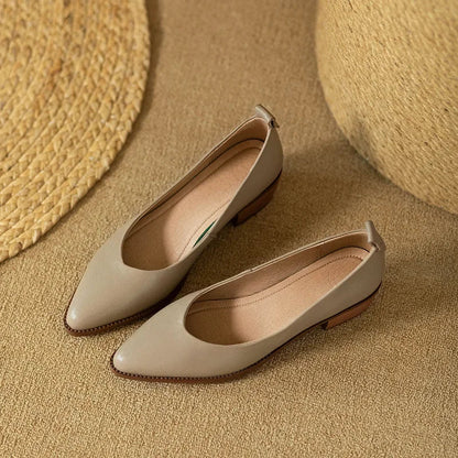 Women's Block Heel Pumps with Pointed Toe and Slip-On Design
