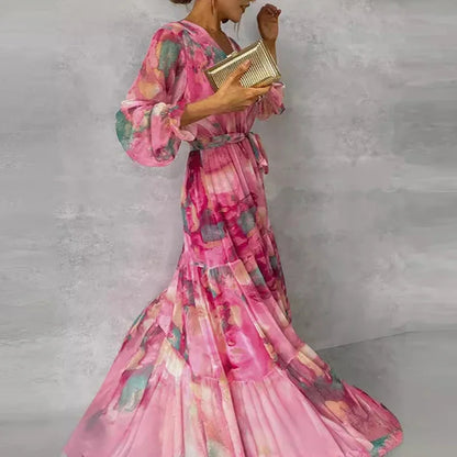 Women's Floral Dress with Handmade Design and Classic Style