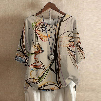 Women's Retro-Inspired Blouse with Button Details and Soft Fabric
