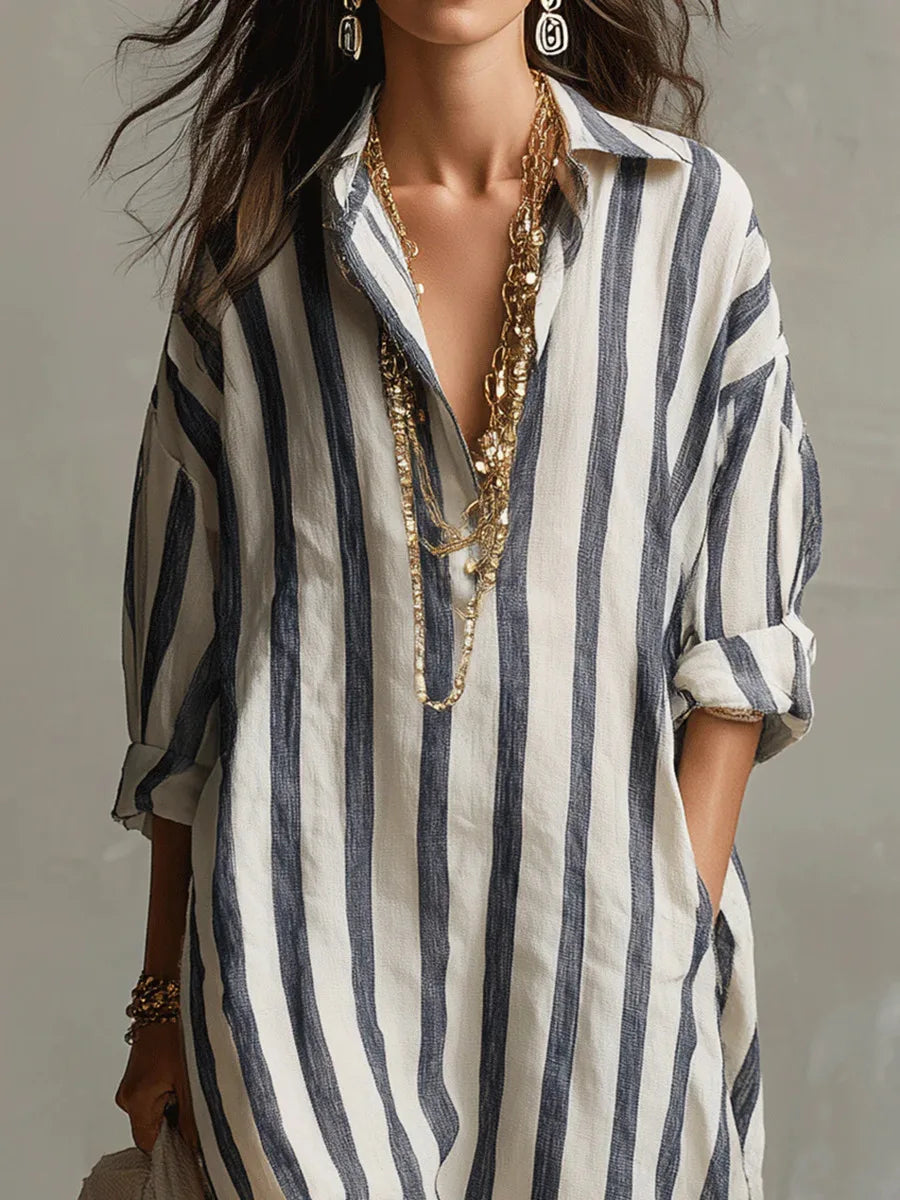 Amaris Linen Long Shirt Dress