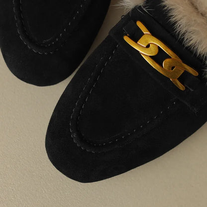 RIVIERA SUEDE FUR MULES