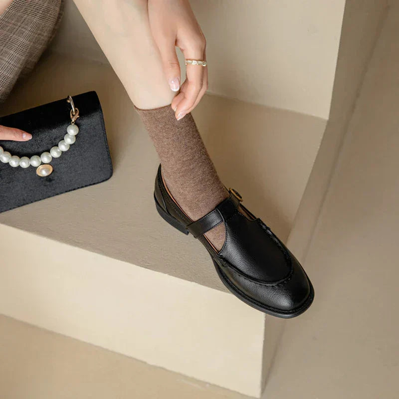 Women's Retro T-Strap Mary Jane Shoes with Round Toe and Low Heel