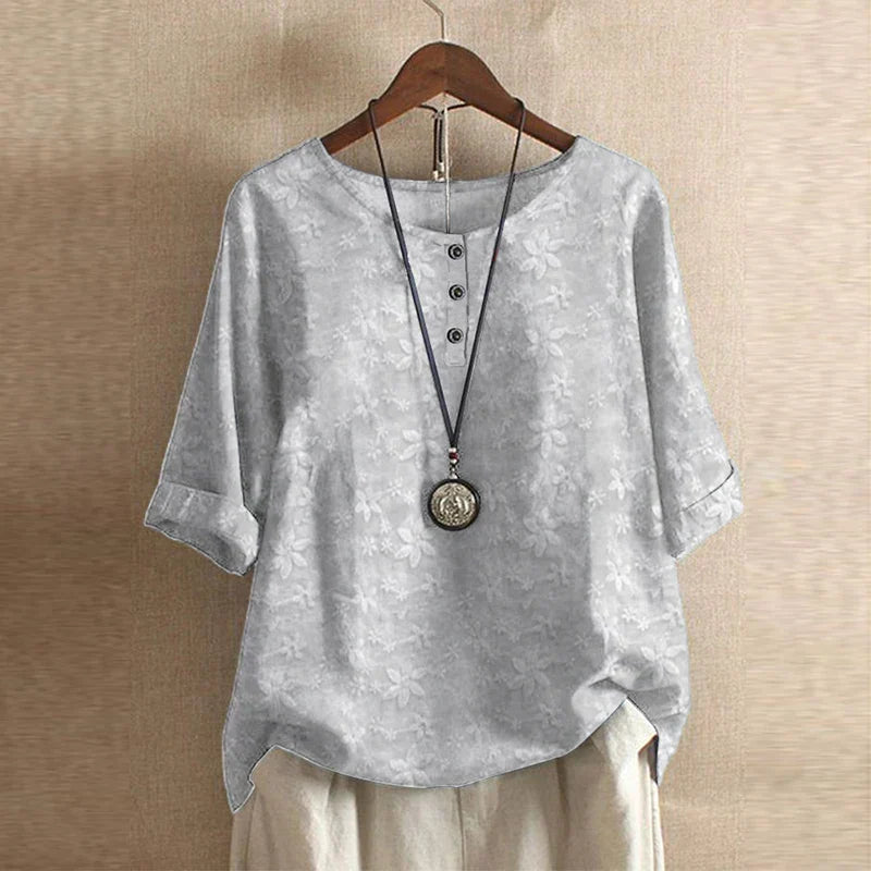 Women's Retro-Inspired Blouse with Button Details and Soft Fabric