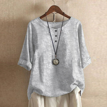 Women's Retro-Inspired Blouse with Button Details and Soft Fabric