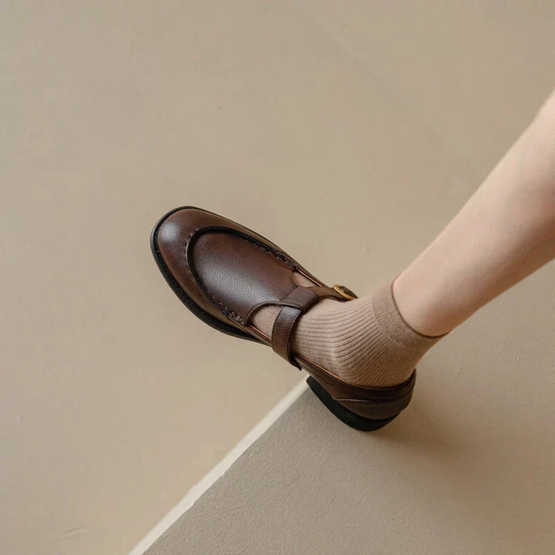 Women's Retro T-Strap Mary Jane Shoes with Round Toe and Low Heel