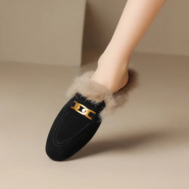 RIVIERA SUEDE FUR MULES