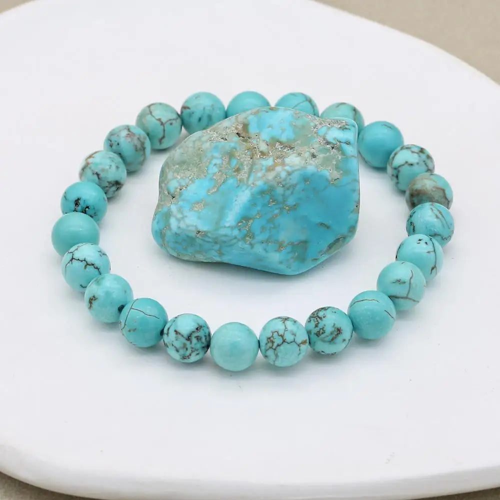 Women's Turquoise Bracelet with Adjustable Closure and Beaded Design
