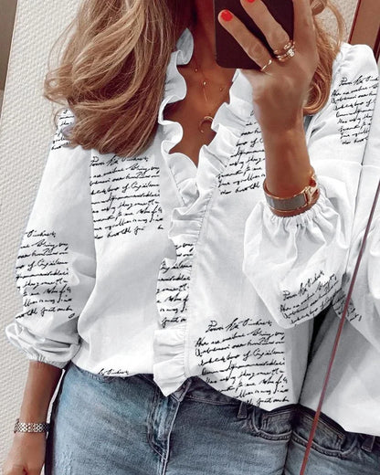 Women's Blouse with Playful Ruffles and Lightweight Fabric