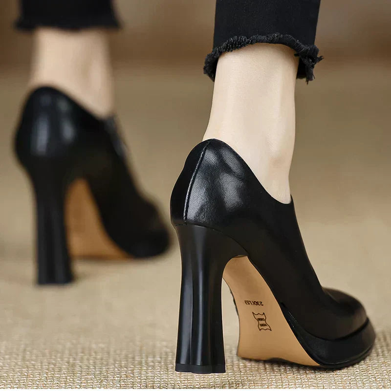 Women's High Heel Pumps with Platform and Side Zipper