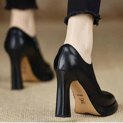 Women's High Heel Pumps with Platform and Side Zipper