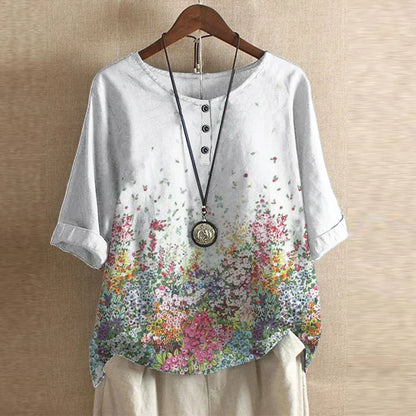 Women's Retro-Inspired Blouse with Button Details and Soft Fabric