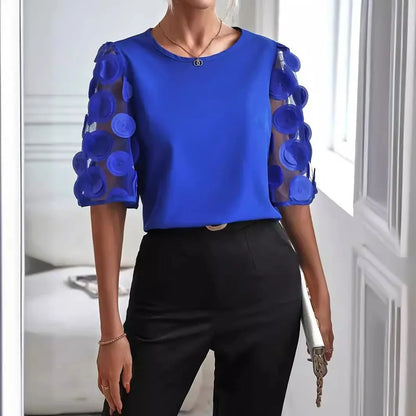 Women's Long-Sleeve Blouse with Button Detail and Soft Fabric