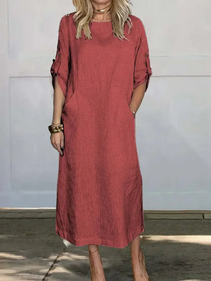 Women's A-Line Evening Dress with Loose Fit and Draped Design