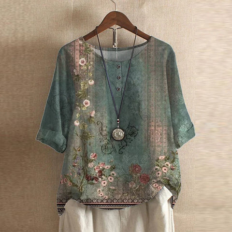 Women's Retro-Inspired Blouse with Button Details and Soft Fabric