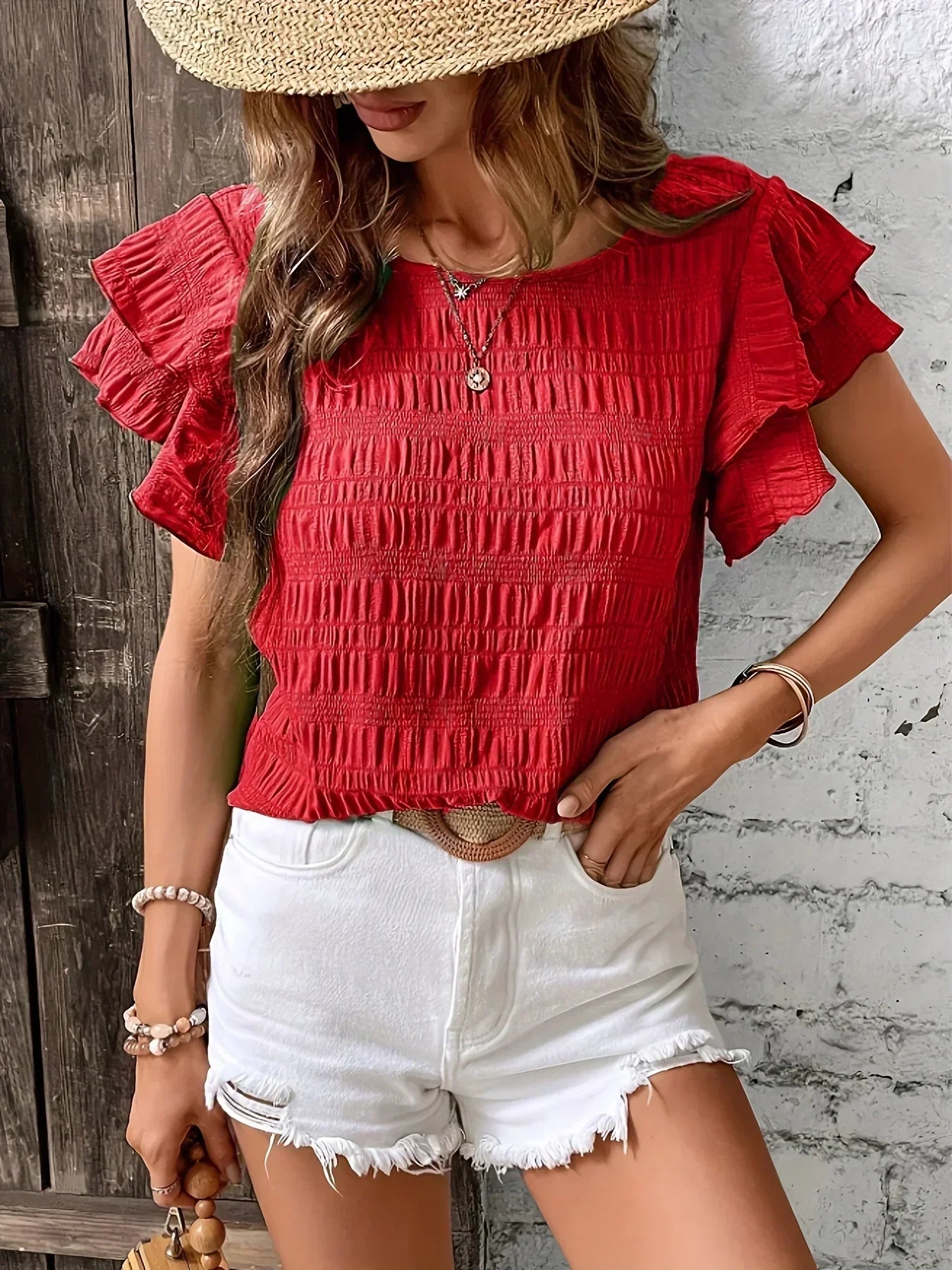 Women's Lightweight Blouse with Ruffles and Breathable Design