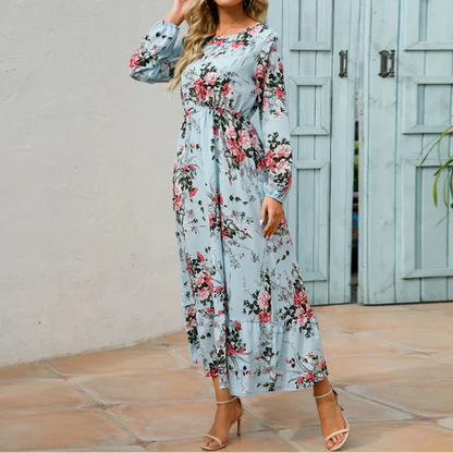 Timeless Elegant Exquisite Unforgettable Floral Print Flowing Silhouette Maxi Dress
