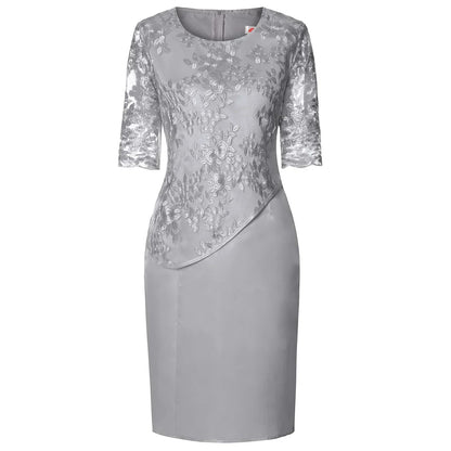 Women's Short Sleeve Midi Dress with Flattering Cut and Versatile Style