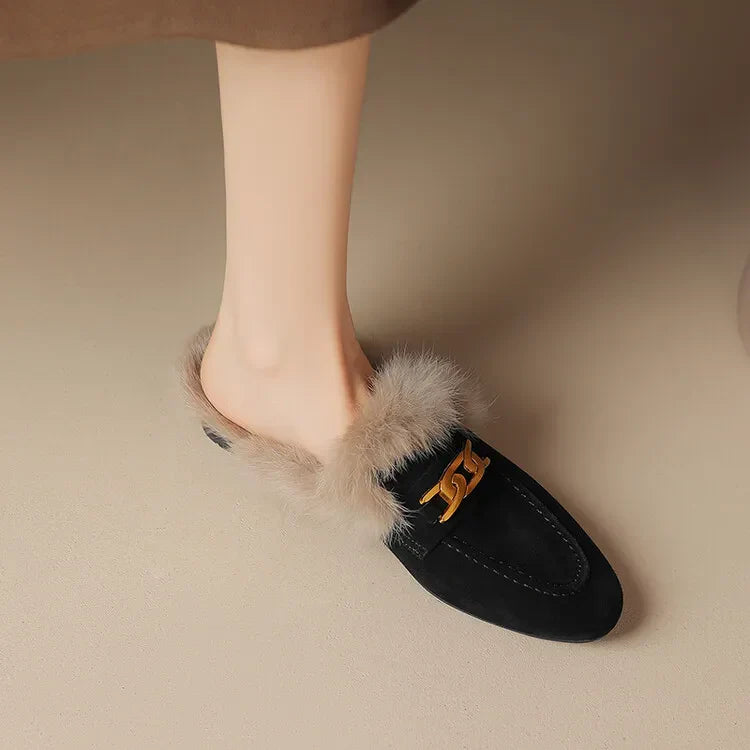 RIVIERA SUEDE FUR MULES