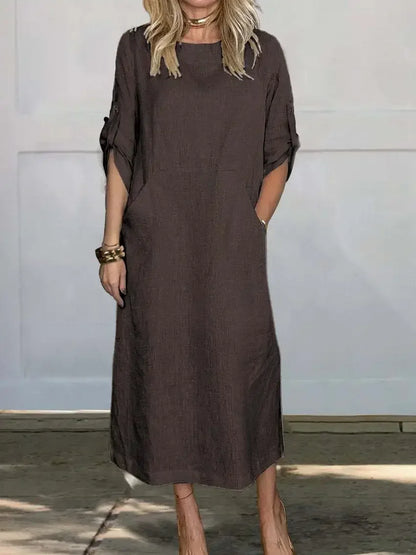 Women's A-Line Evening Dress with Loose Fit and Draped Design
