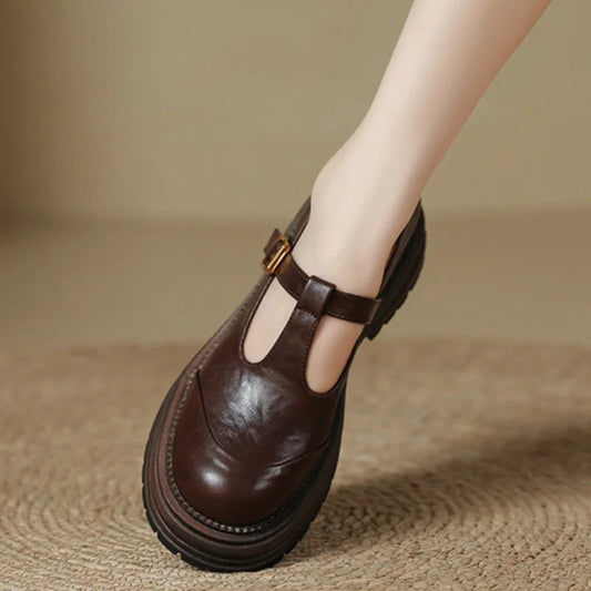 Women's T-Bar Mary Jane Shoes with Round Toe and Low Heel