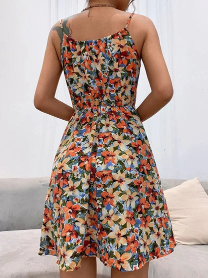 Women's Floral Summer Dress with Sleeveless Design and A-Line Fit