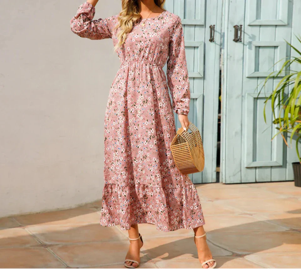 Timeless Elegant Exquisite Unforgettable Floral Print Flowing Silhouette Maxi Dress