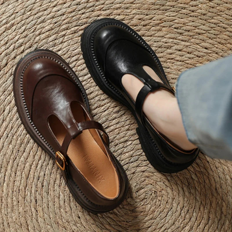 Women's T-Bar Mary Jane Shoes with Round Toe and Low Heel