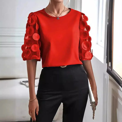 Women's Long-Sleeve Blouse with Button Detail and Soft Fabric