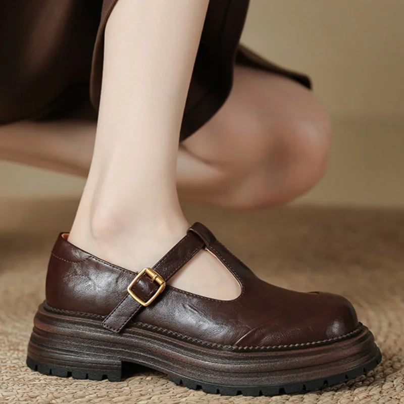 Women's T-Bar Mary Jane Shoes with Round Toe and Low Heel