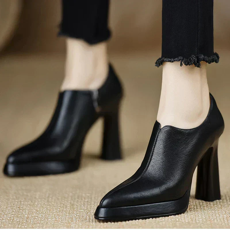 Women's High Heel Pumps with Platform and Side Zipper