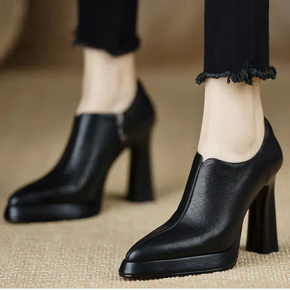 Women's High Heel Pumps with Platform and Side Zipper