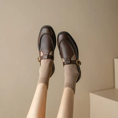 Women's Retro T-Strap Mary Jane Shoes with Round Toe and Low Heel